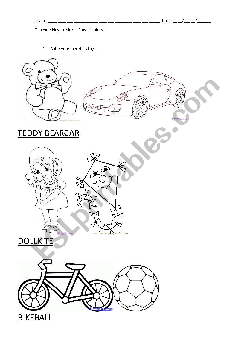 My toys worksheet