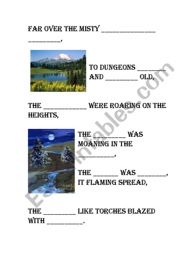 Misty Mountains Song worksheet