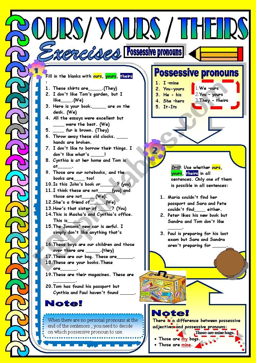  	Possessive Pronouns - Ours / Yours / Theirs