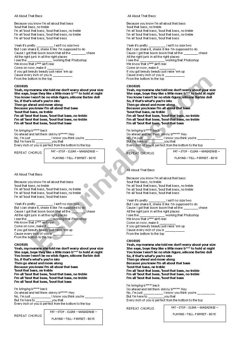 Music All That Bass worksheet