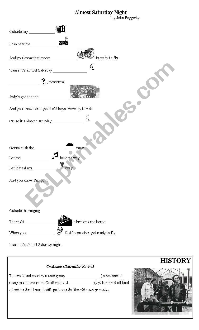 Almost Saturday Night worksheet