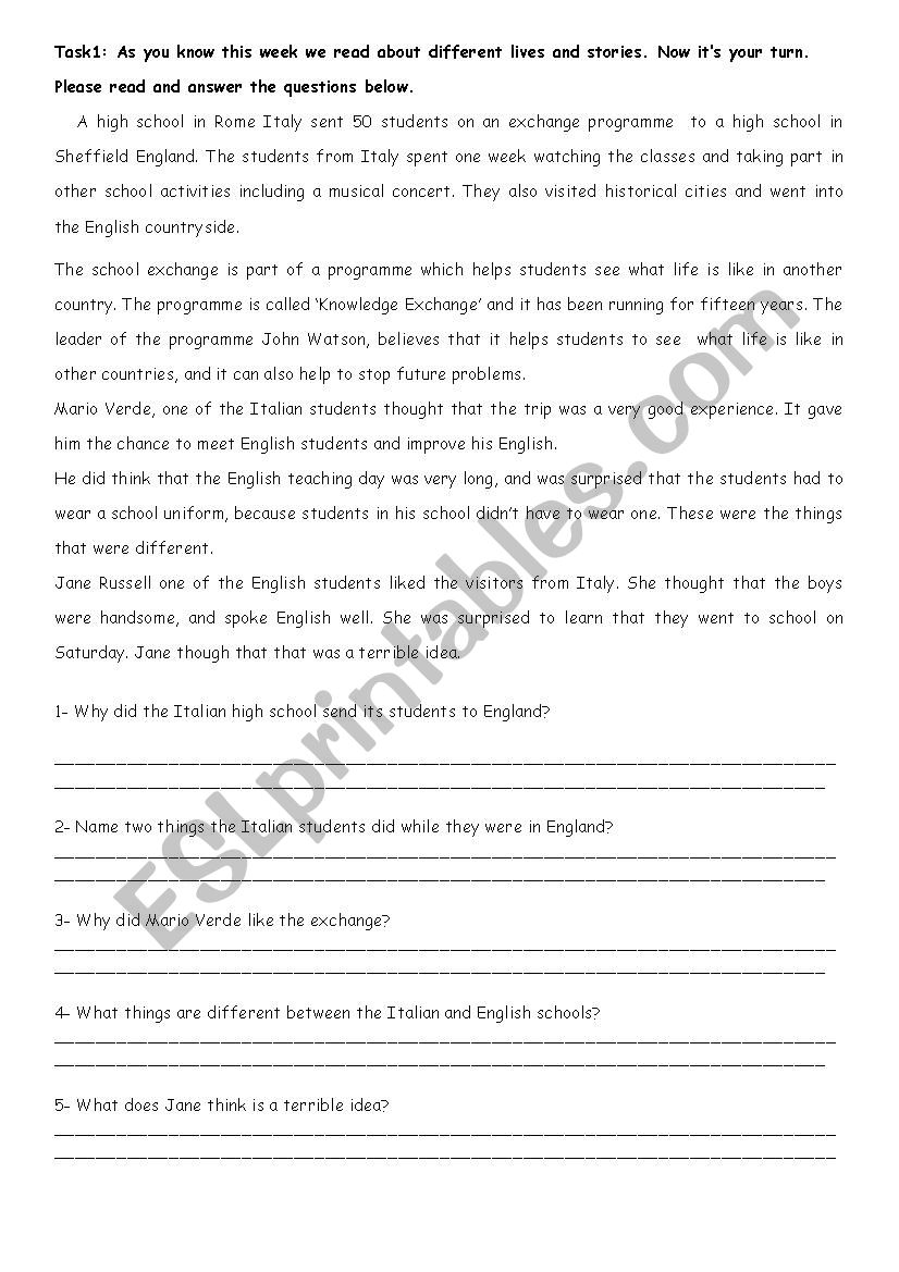 reading and writing worksheet worksheet