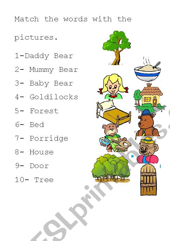 Goldilocks worksheet