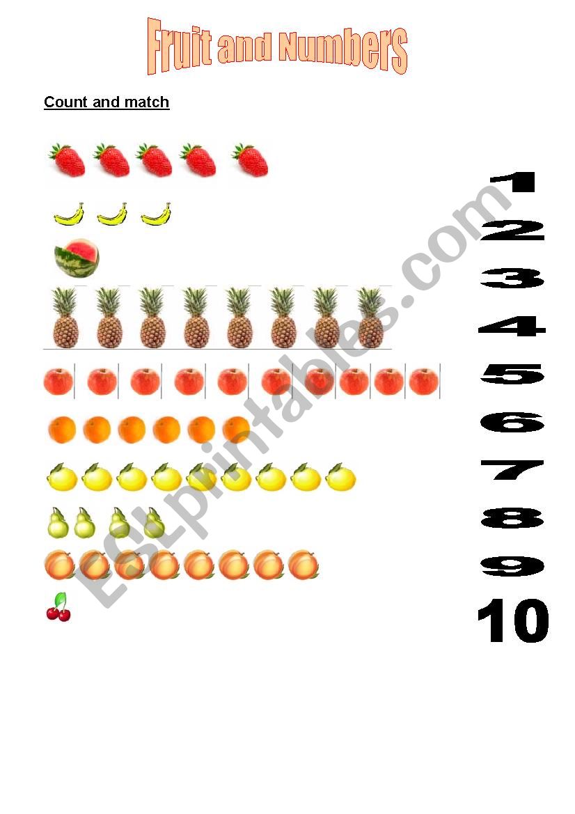 Fruit and Numbers worksheet