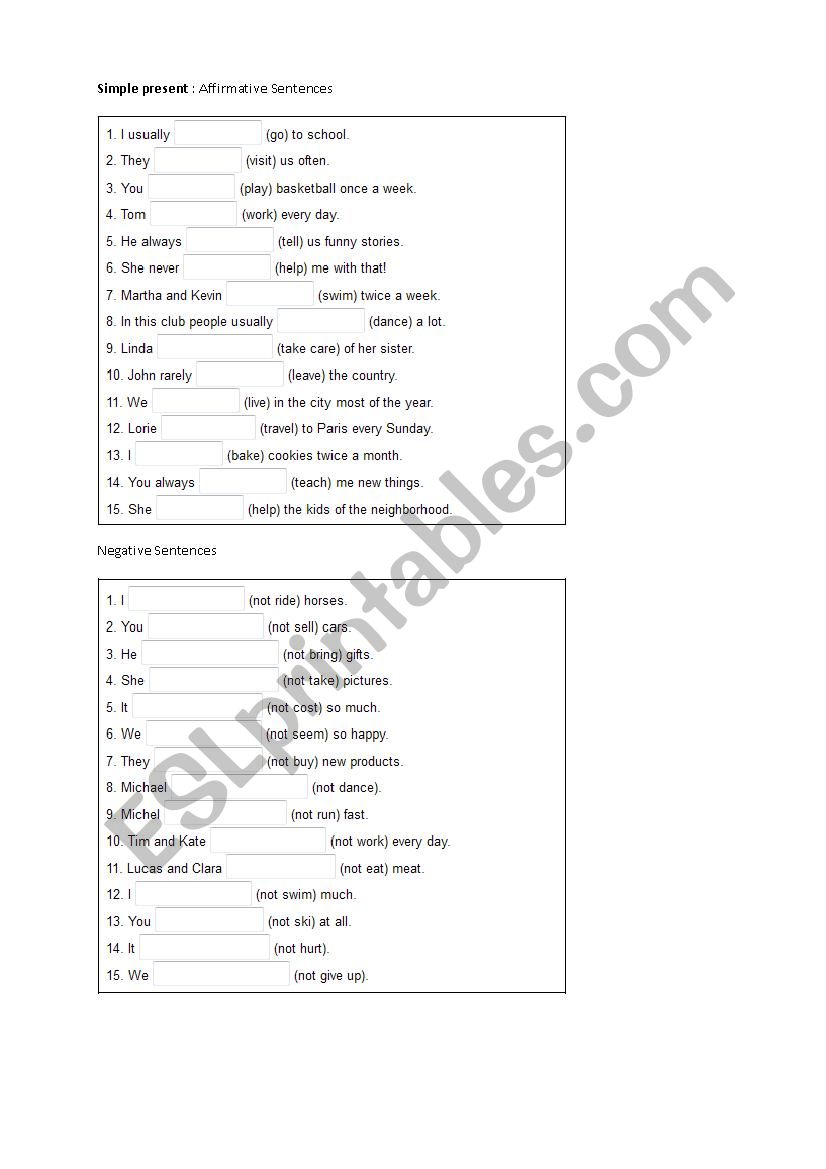 Simple Present  worksheet
