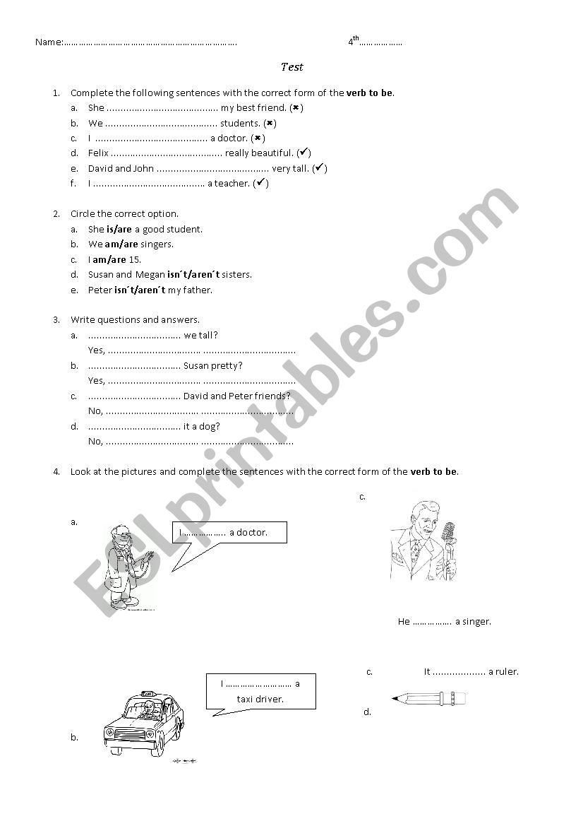 VERB TO BE worksheet