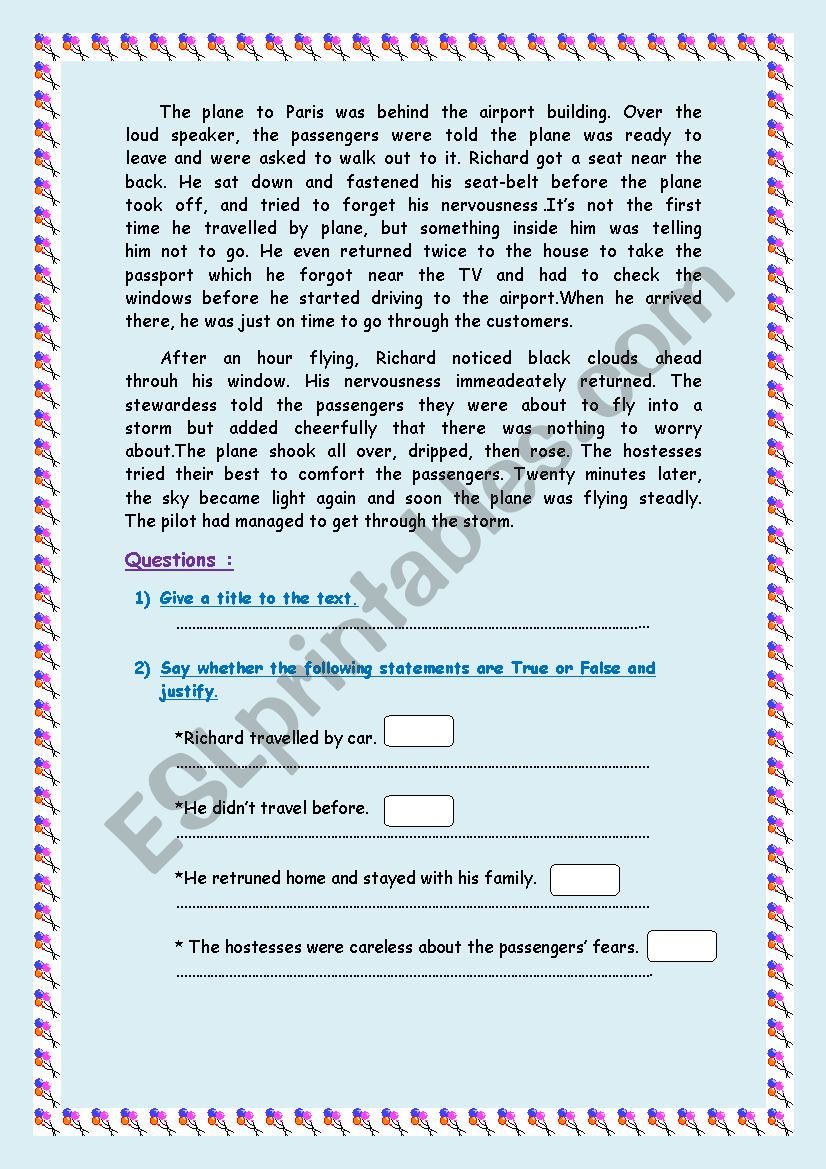 travel worksheet