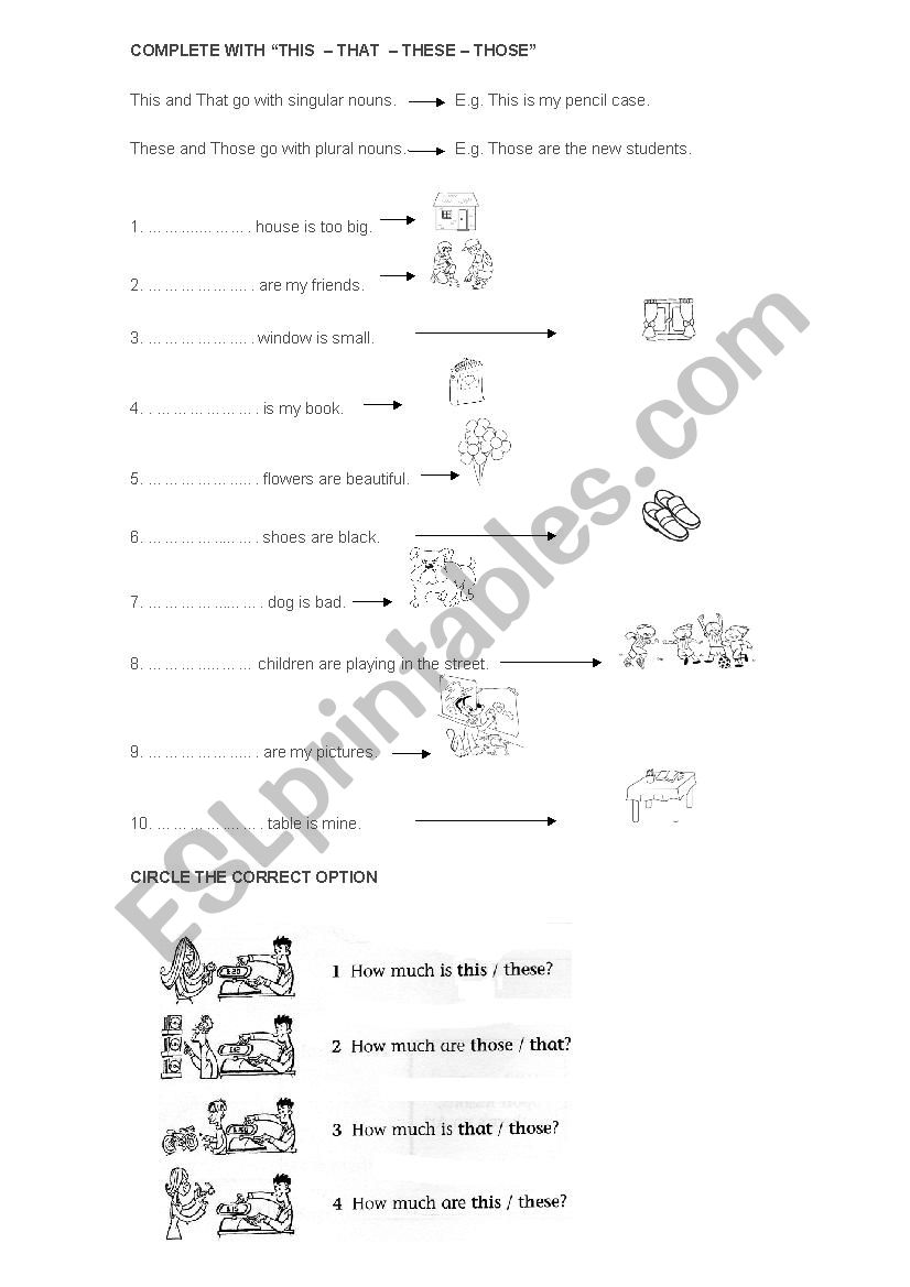 Demonstratives worksheet