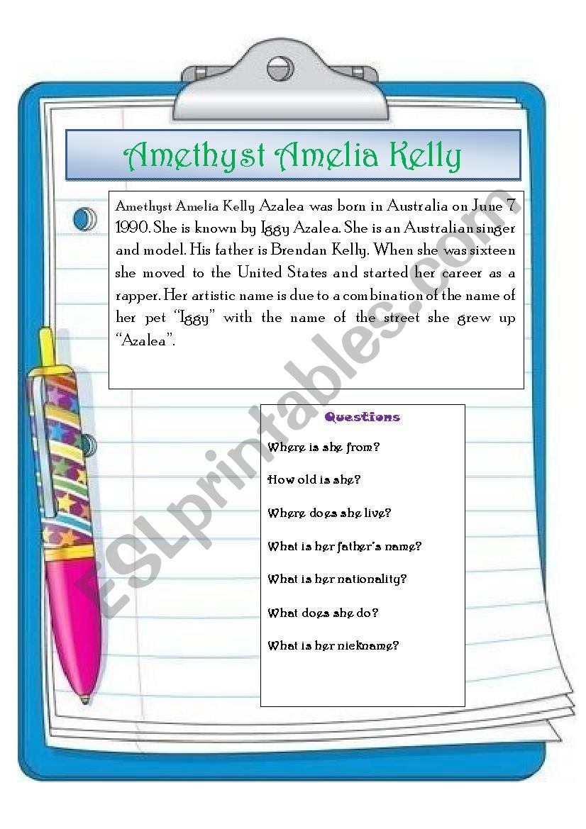 Iggy Azalea worksheet