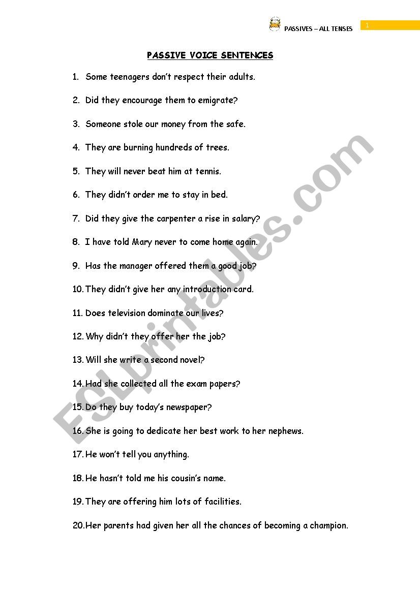 Passive Voice worksheet