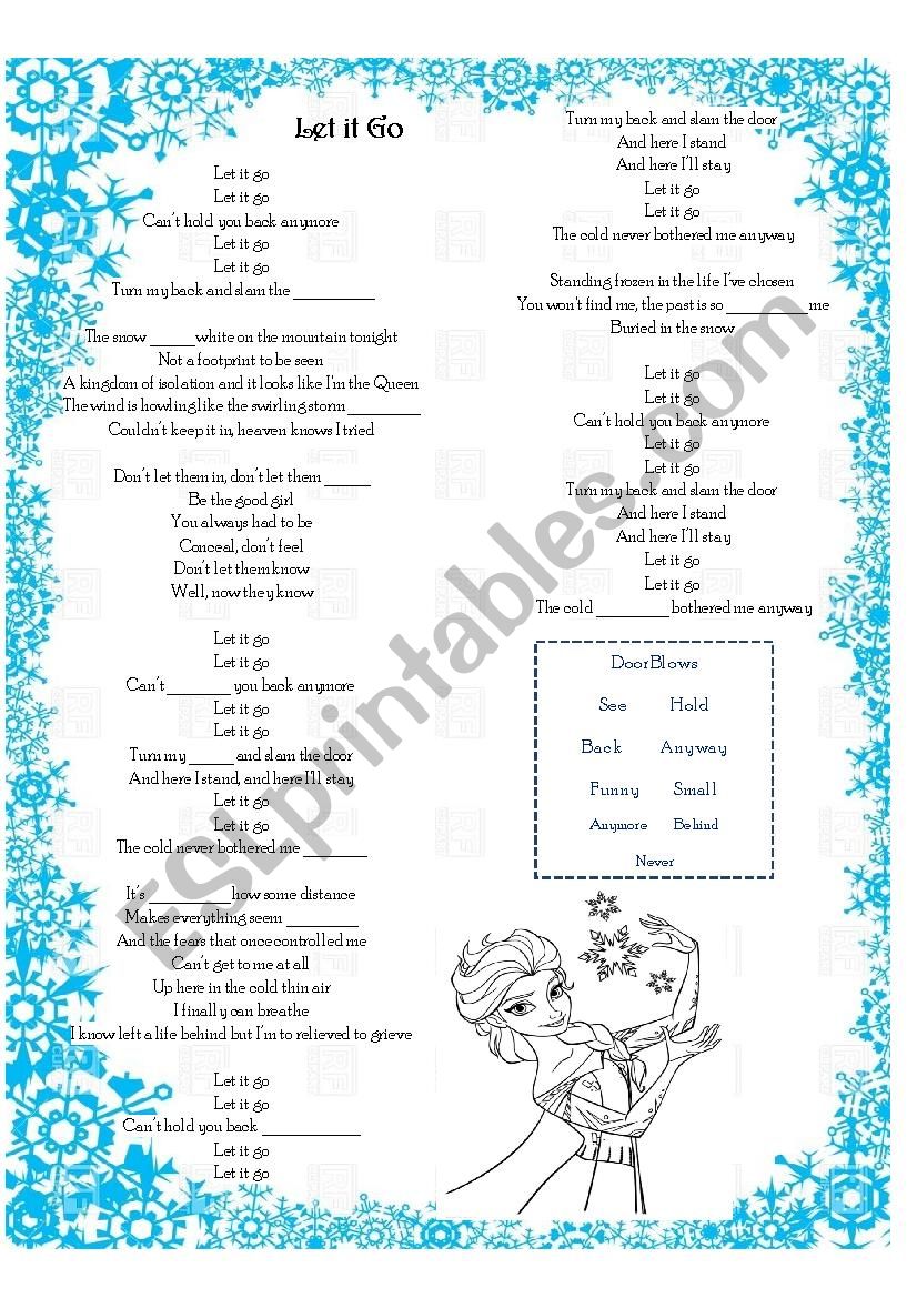 Let it go Frozen worksheet