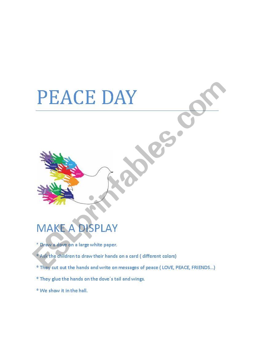 PEACE DAY DISPLAY worksheet