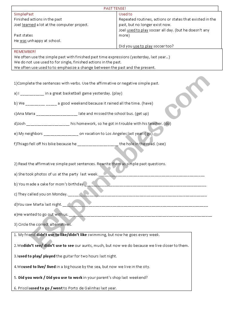 Past Tense worksheet