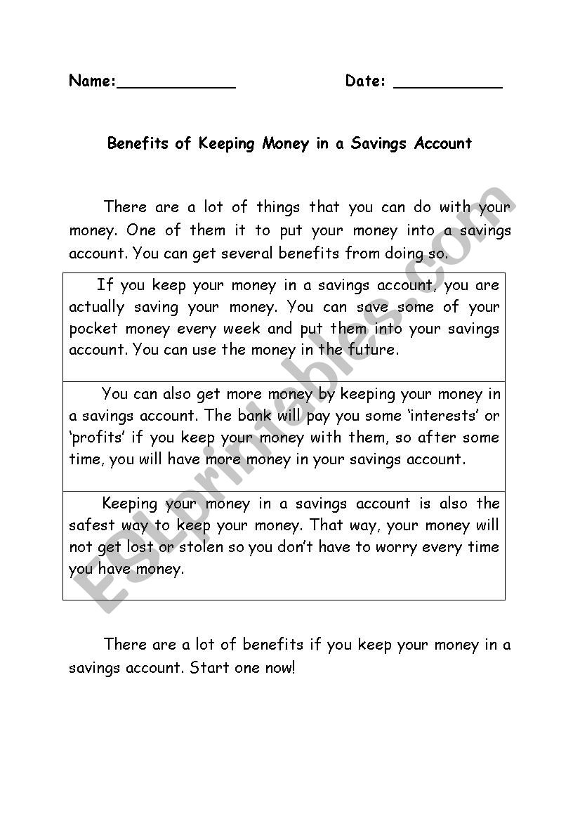 Benefits of Saving Money in a Savings Account