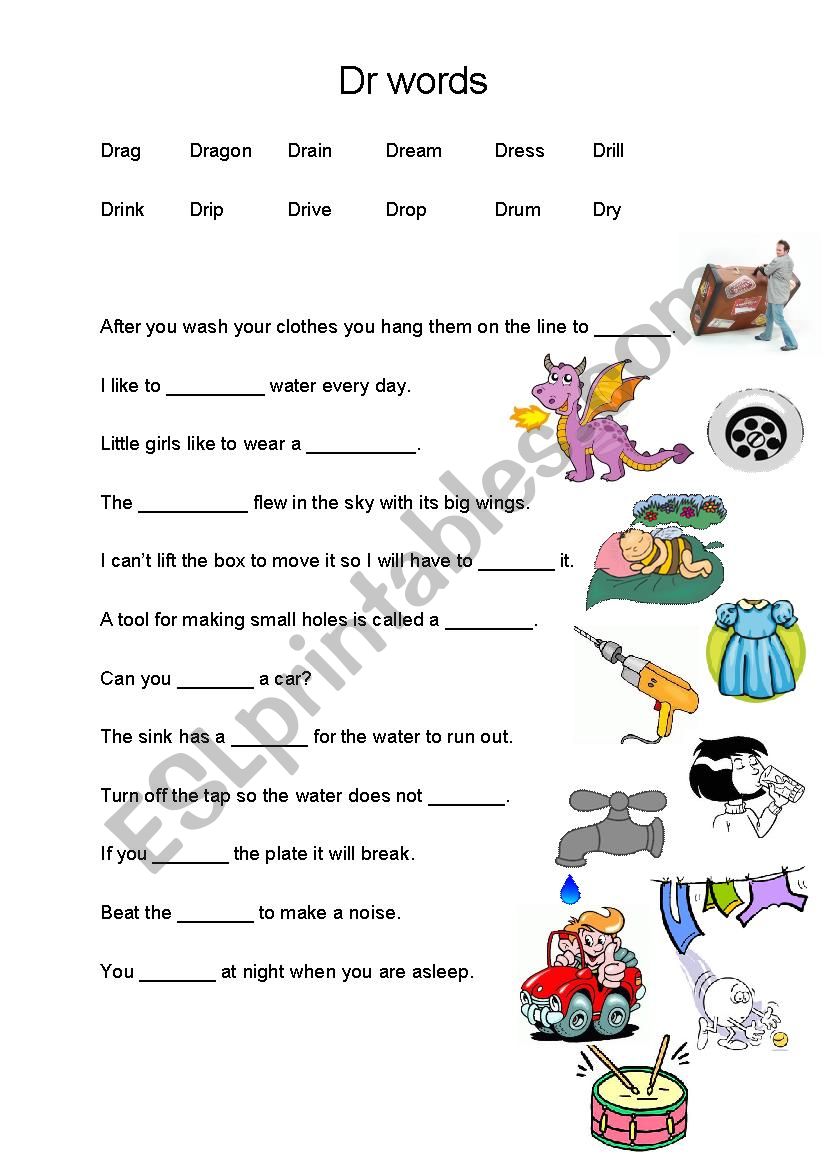 Blends dr worksheet