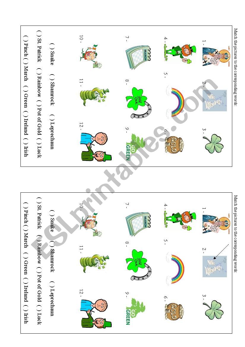 St. Patricks Day Vocabulary worksheet