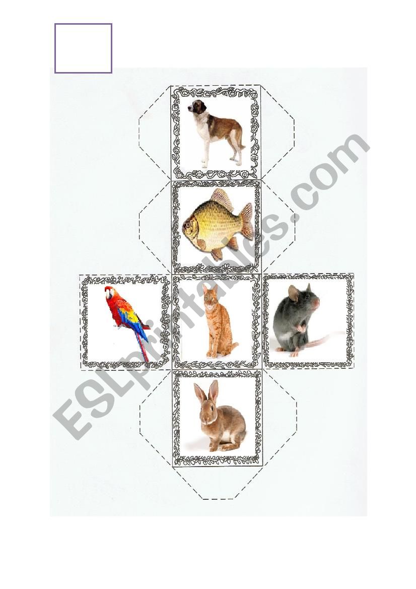 Pets - flashcards and dice worksheet
