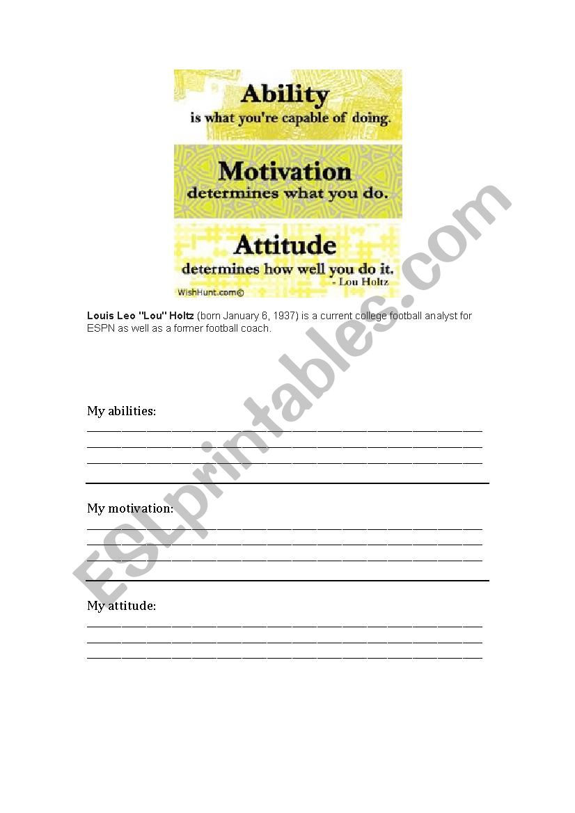 Inspiring Quote worksheet