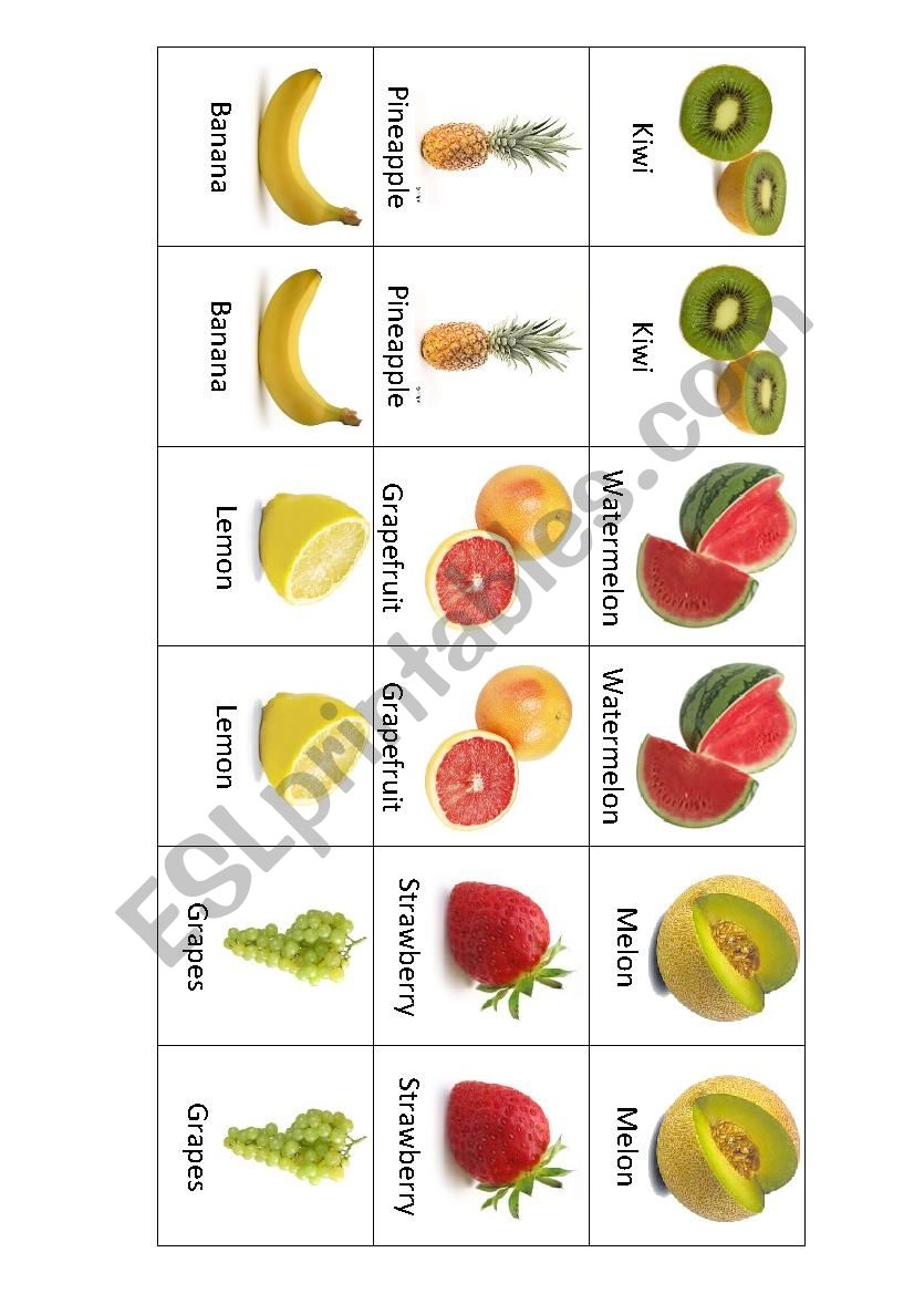 Memory fruit worksheet
