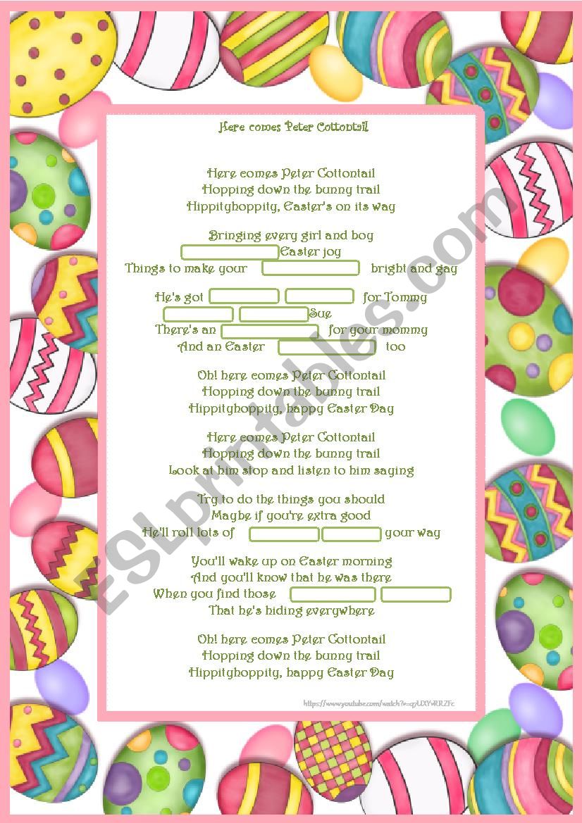 Here comes Peter Cottontail - song lyrics + fill in the gaps 