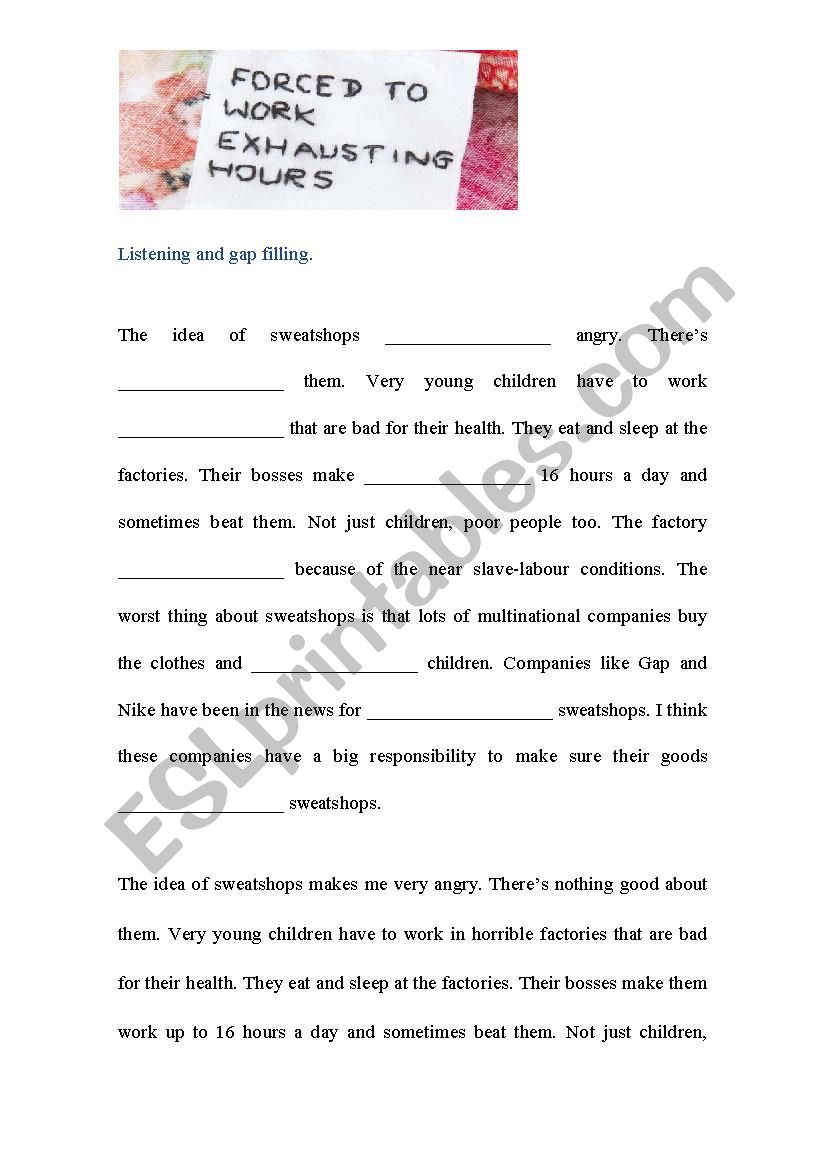 clother listening worksheet