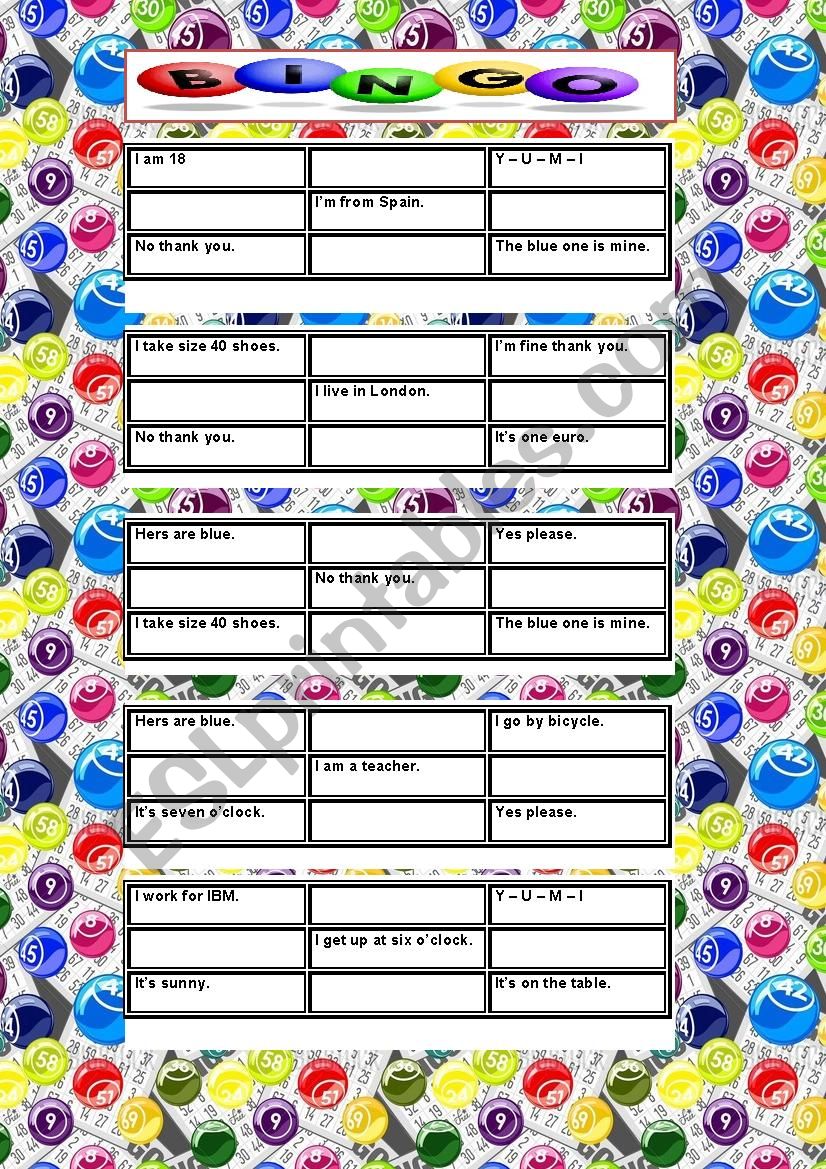 Questions and Answers Bingo worksheet