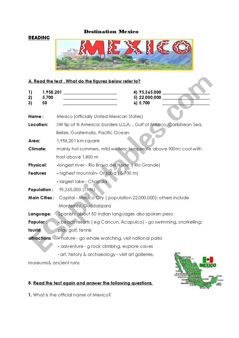 Reading comprehension worksheet