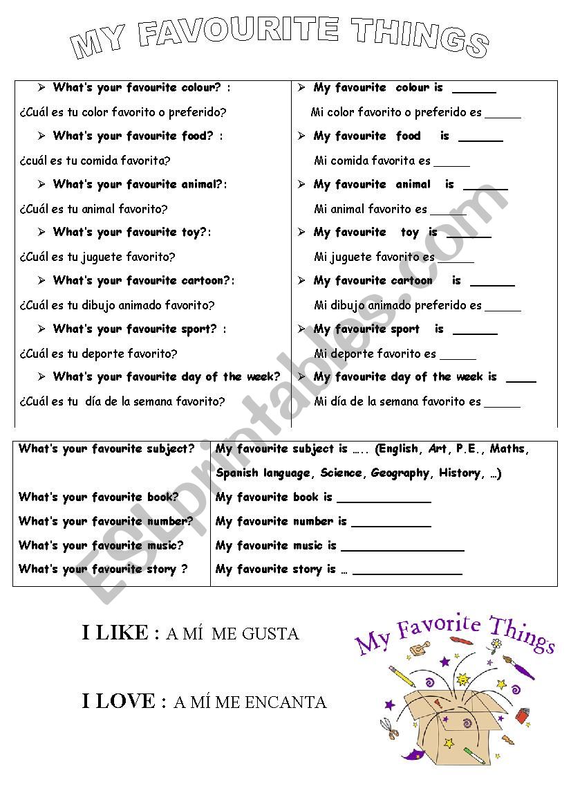 My favourite... worksheet