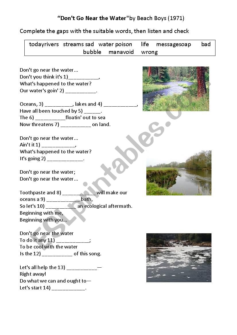 Topic: Water Pollution (song task)