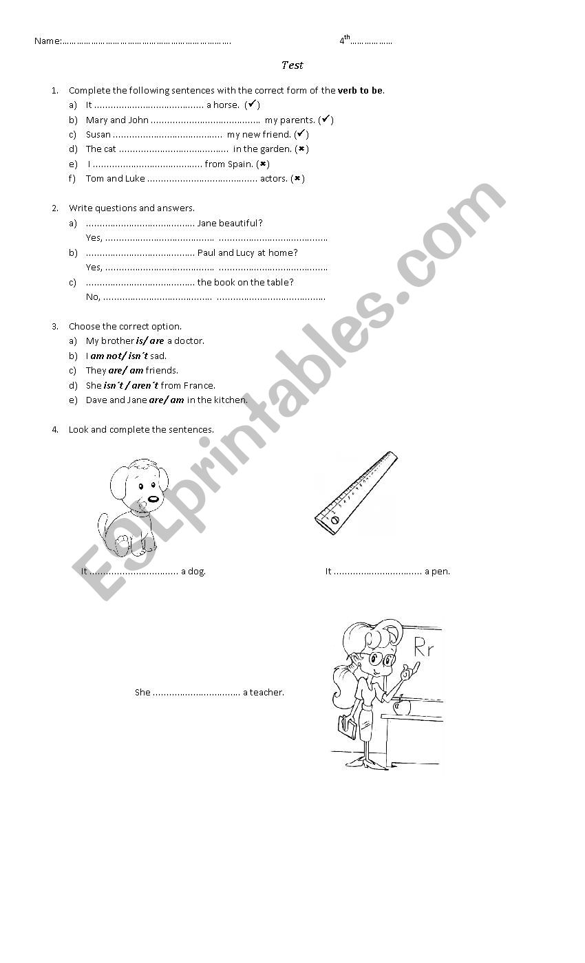 VERB TO BE worksheet