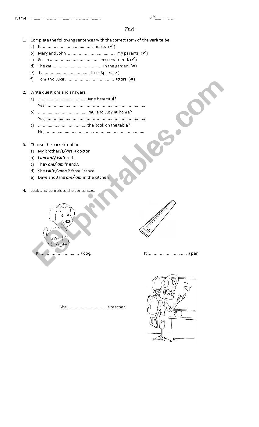 VERB TO BE worksheet