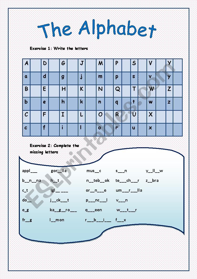 The alphabet worksheet