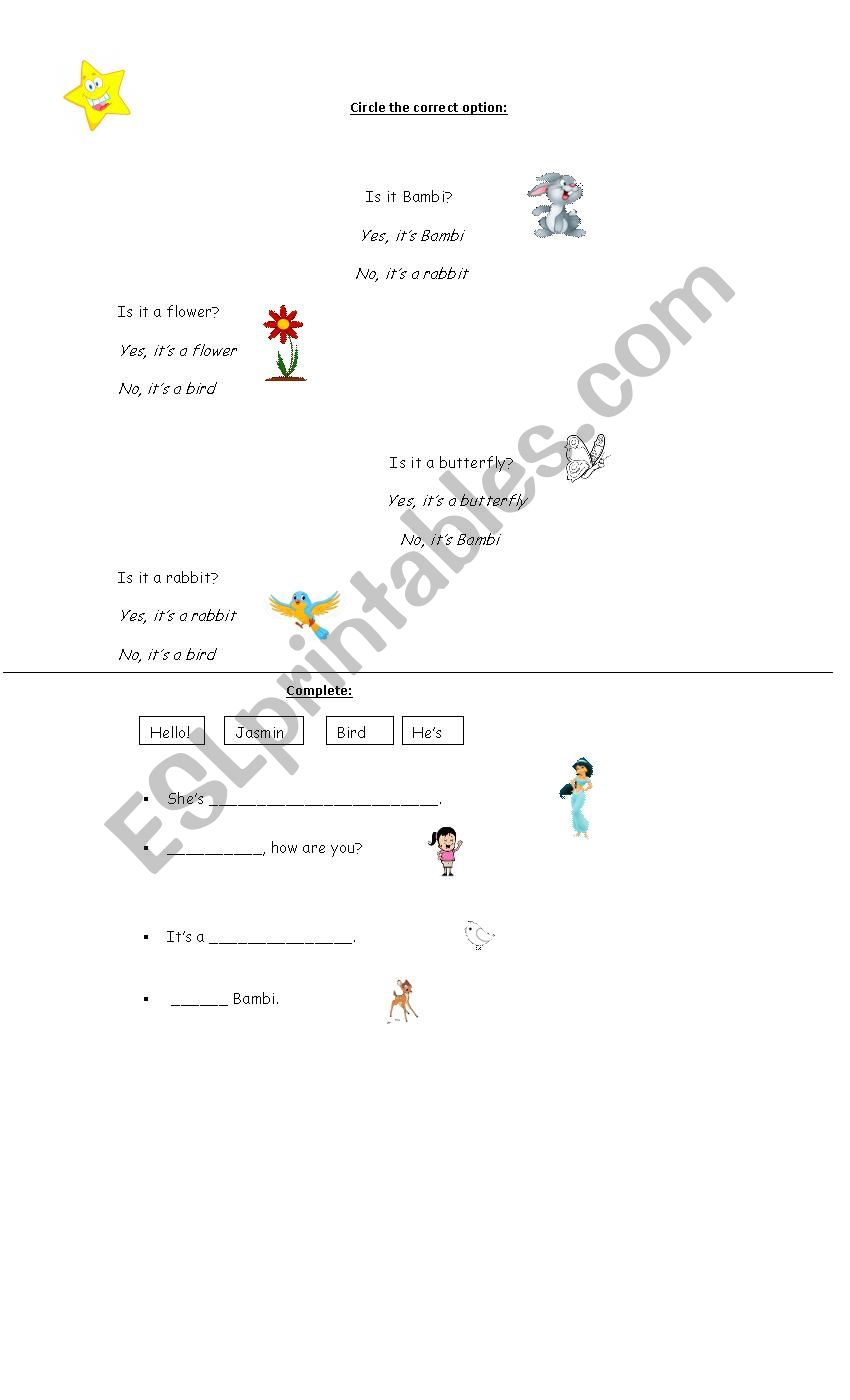 circle the correct option worksheet