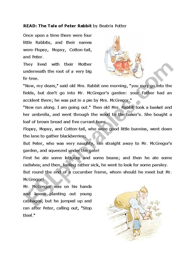 Peter rabbit graded reader story