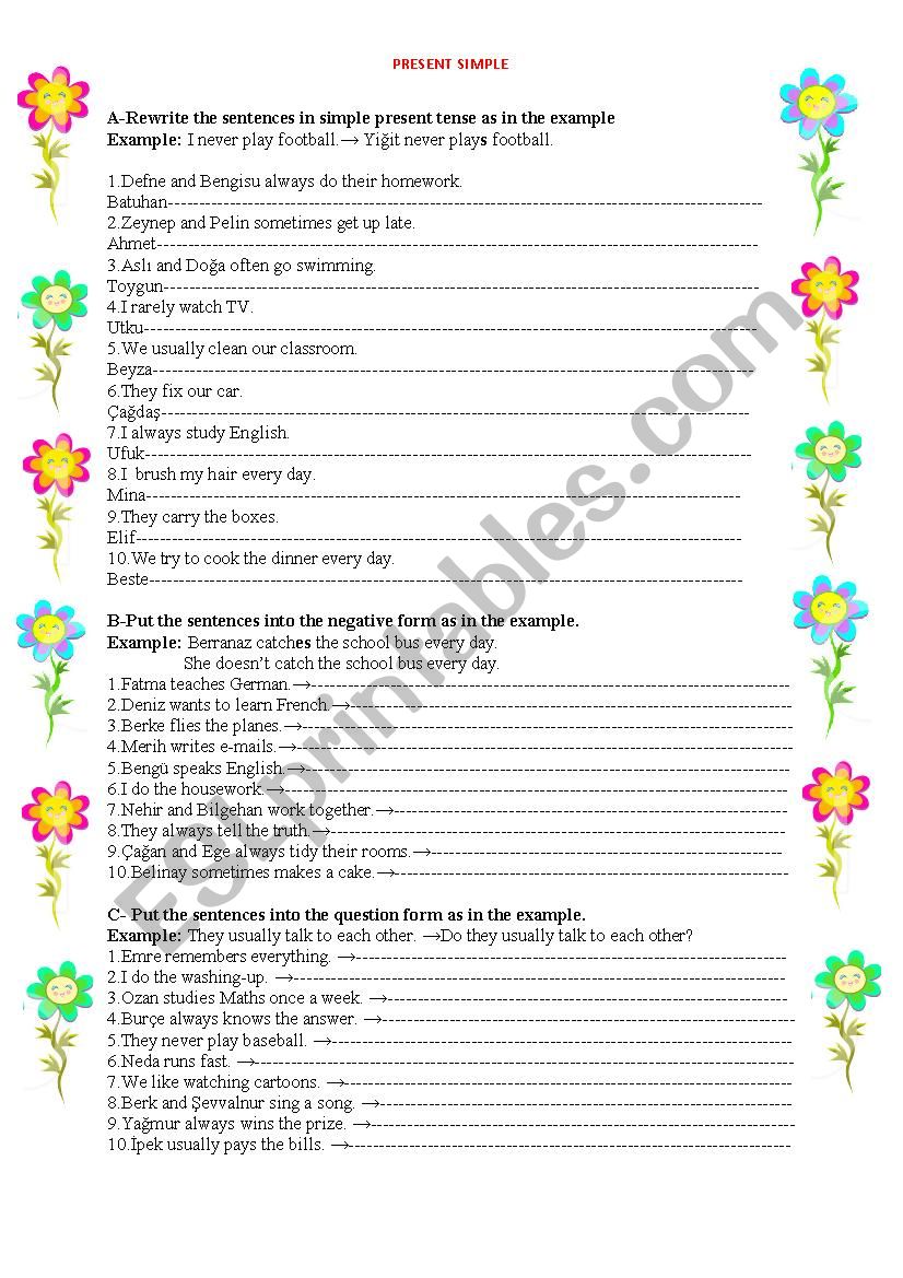 Simple Present Tense worksheet