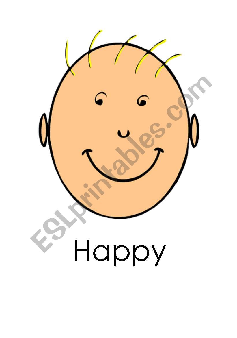 flash card happy-sad worksheet