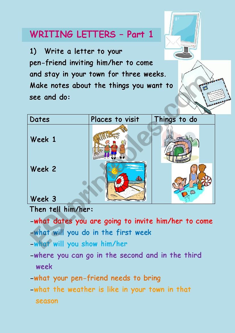 Writing Letters 1 worksheet