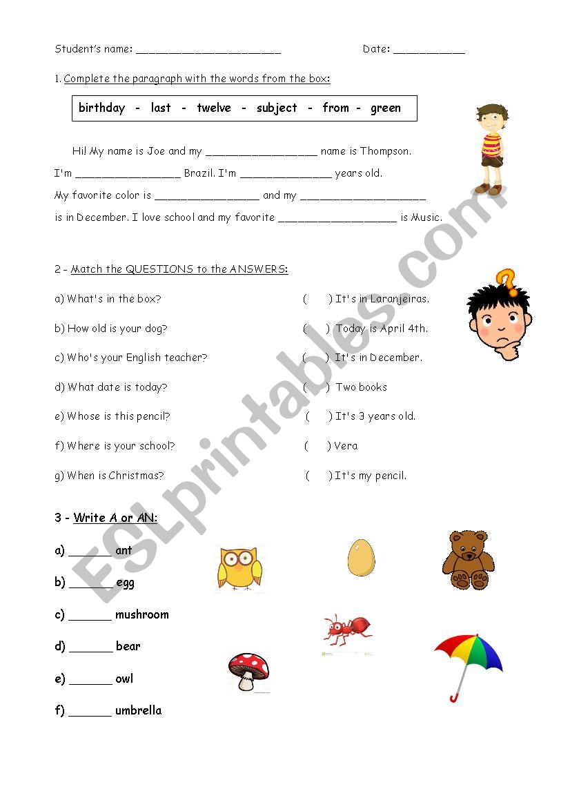 Practice worksheet