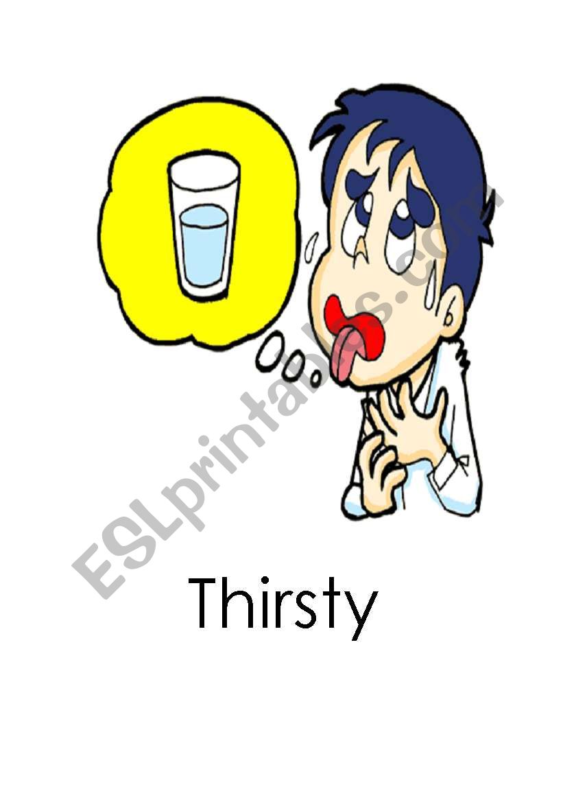 flash card thirsty-hungry worksheet