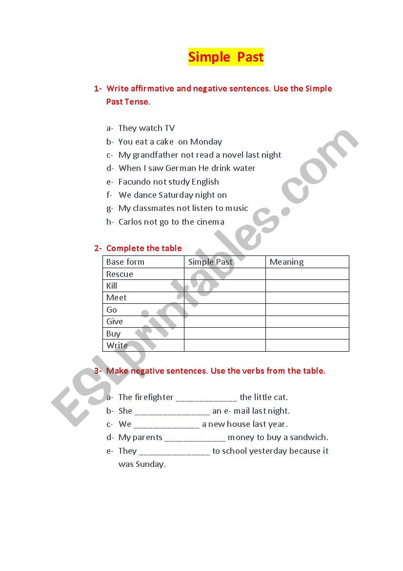 Simple Past  worksheet