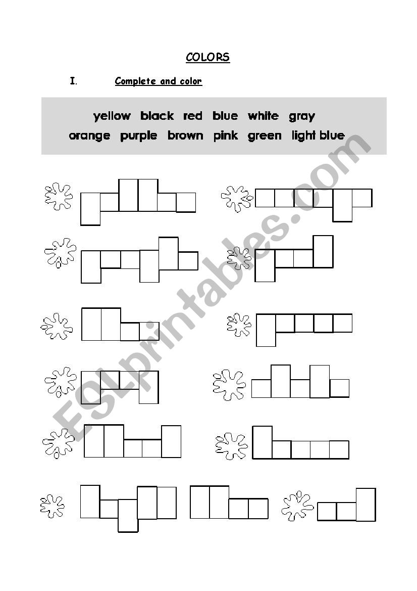 COLORS worksheet