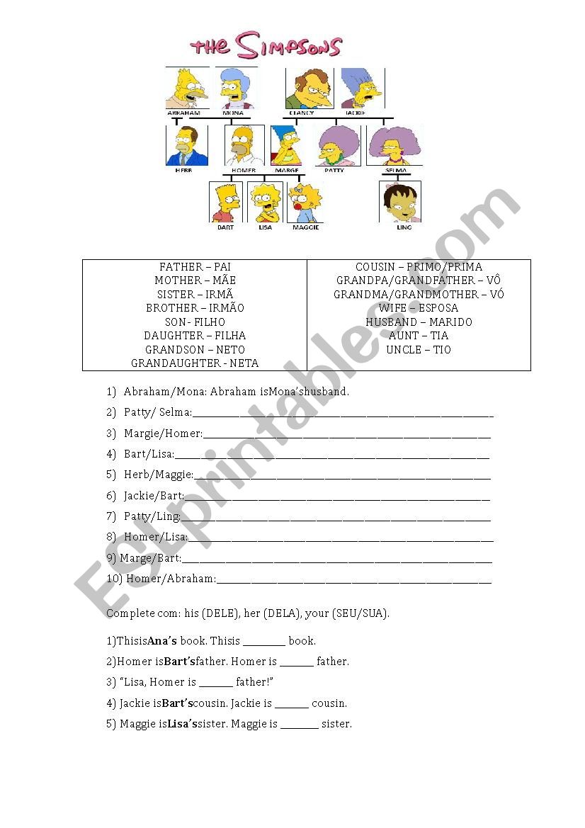 Family tree worksheet