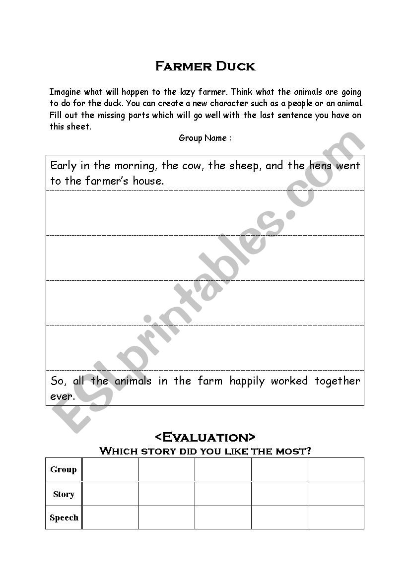 Story making worksheet