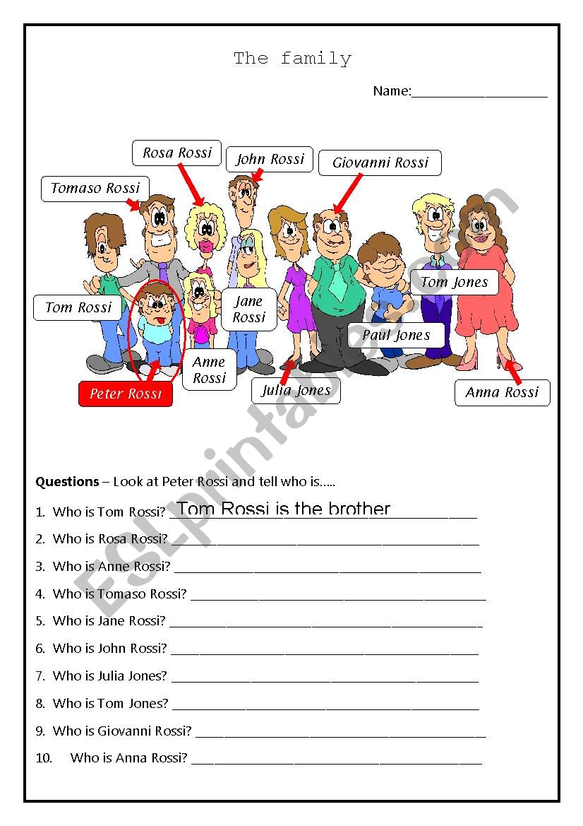 Learning about family p1 worksheet