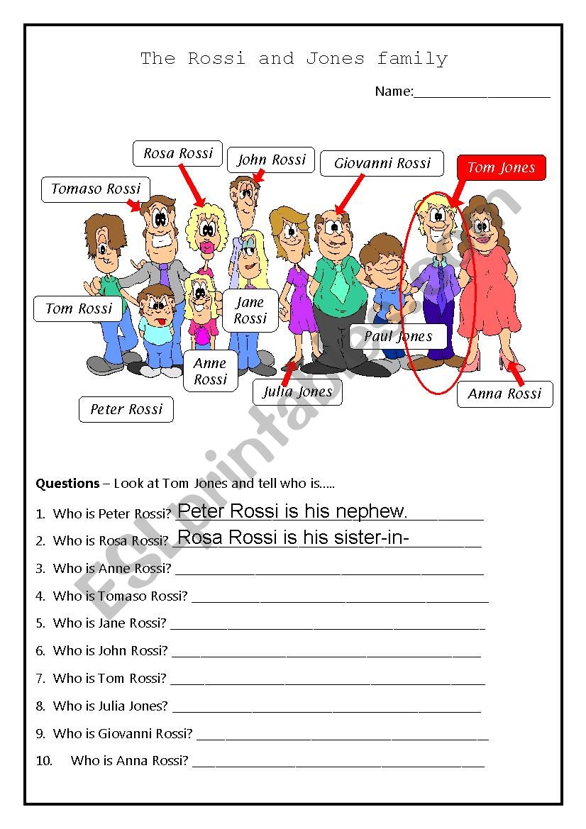 Learning about family p2 worksheet