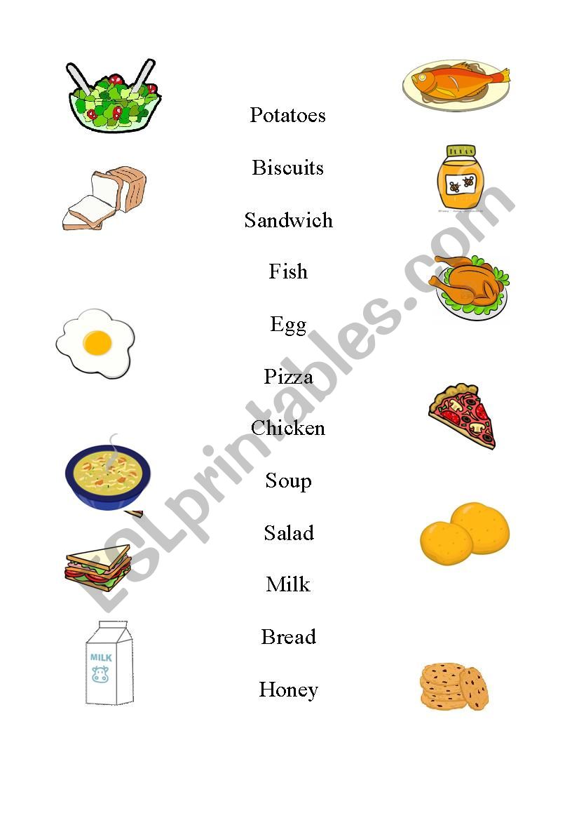 Foof for breakfast/lunch worksheet