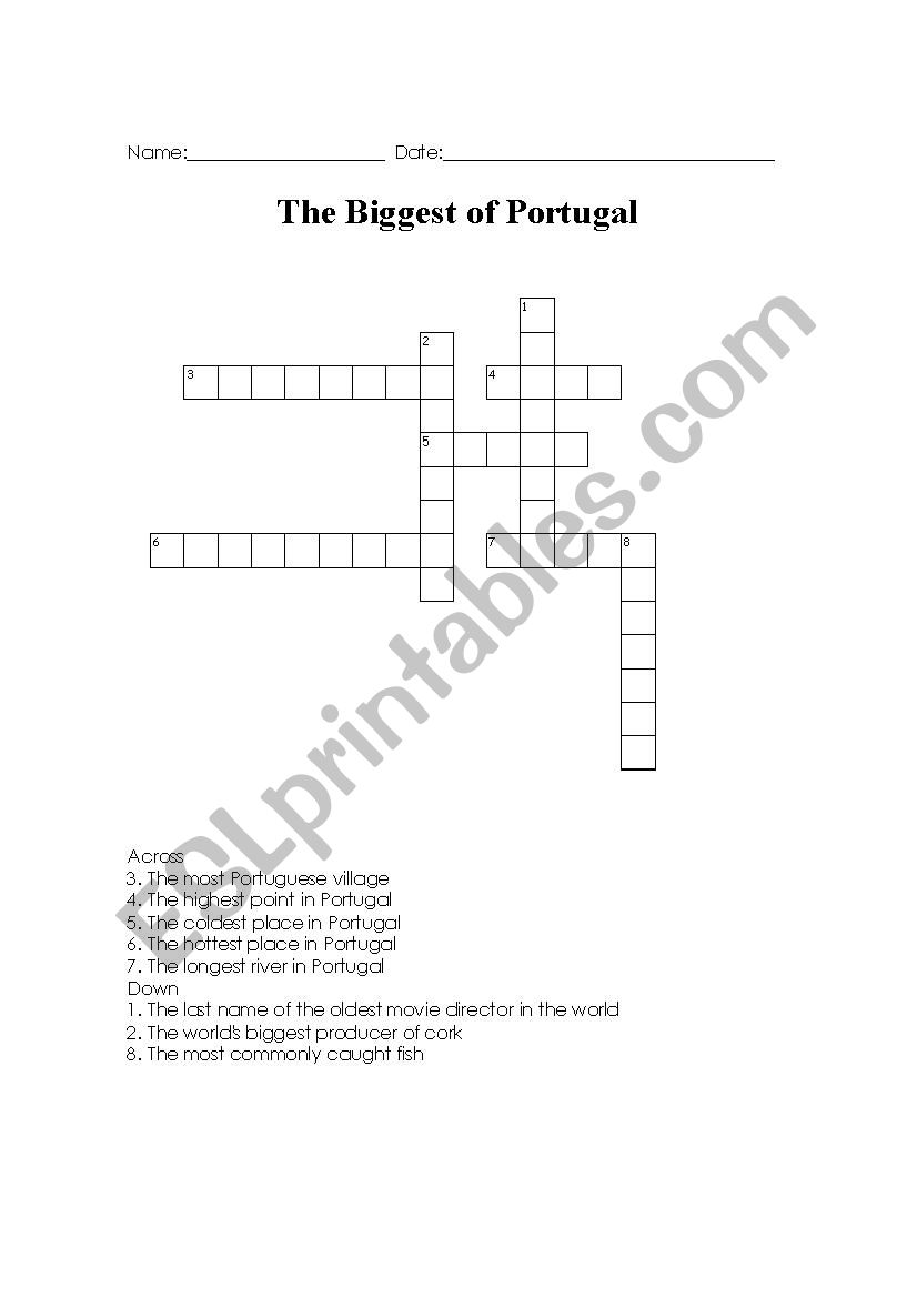 The Biggest in Portugal worksheet