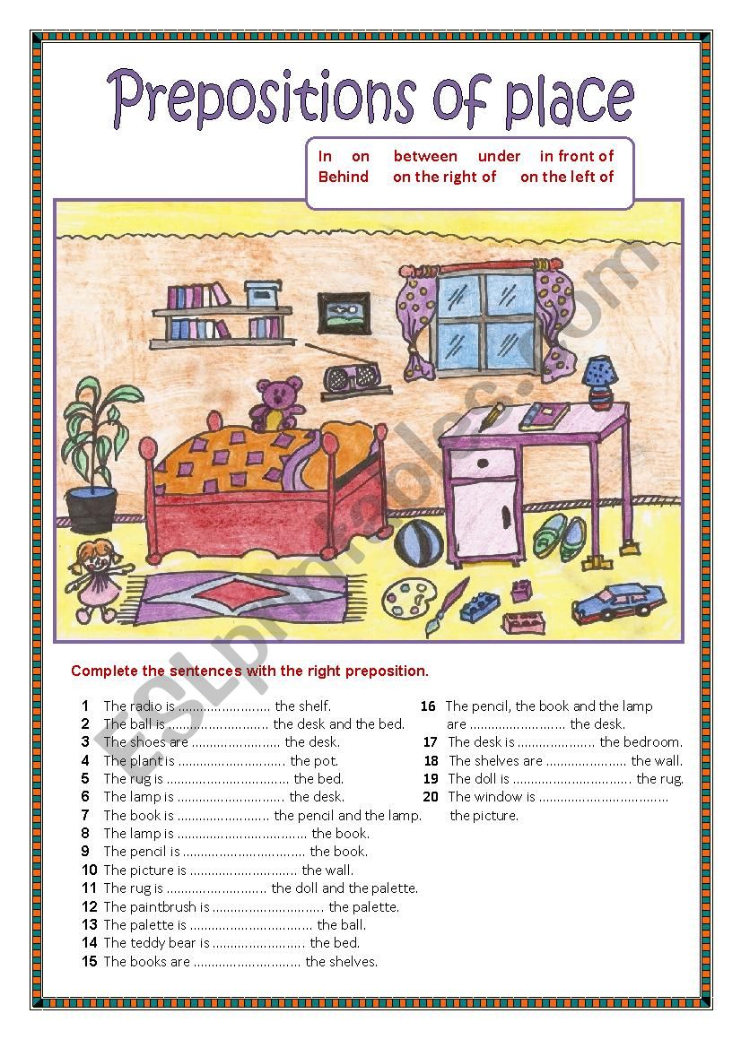 Prepositions of place. worksheet