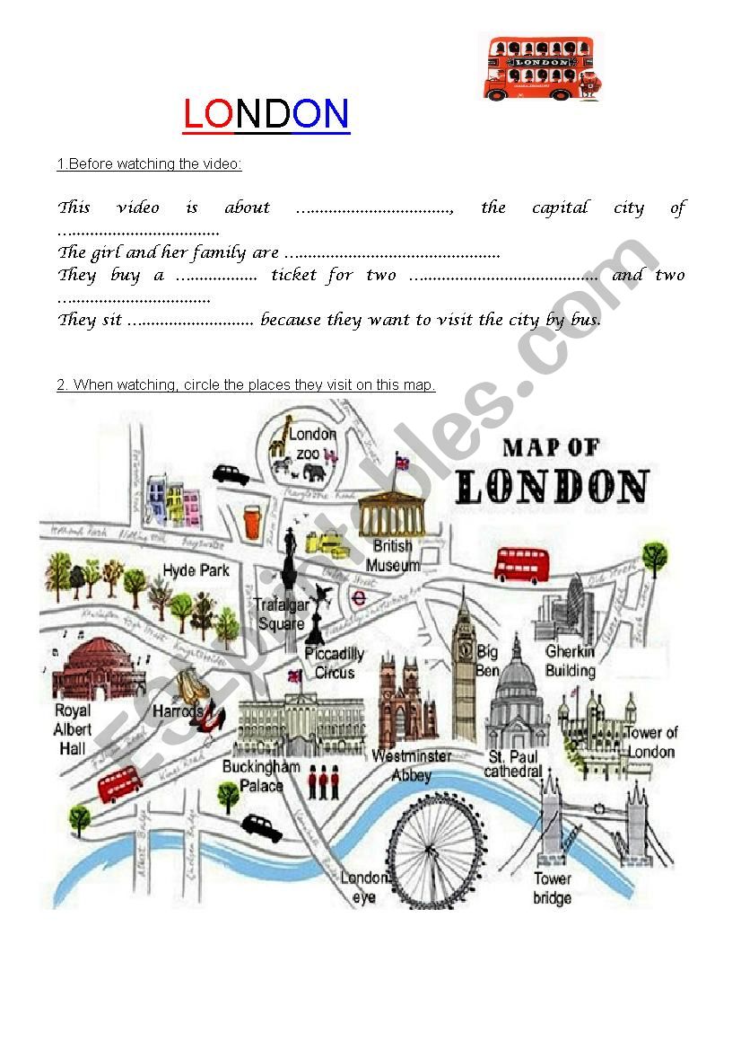 worksheet oral comprehension video about London