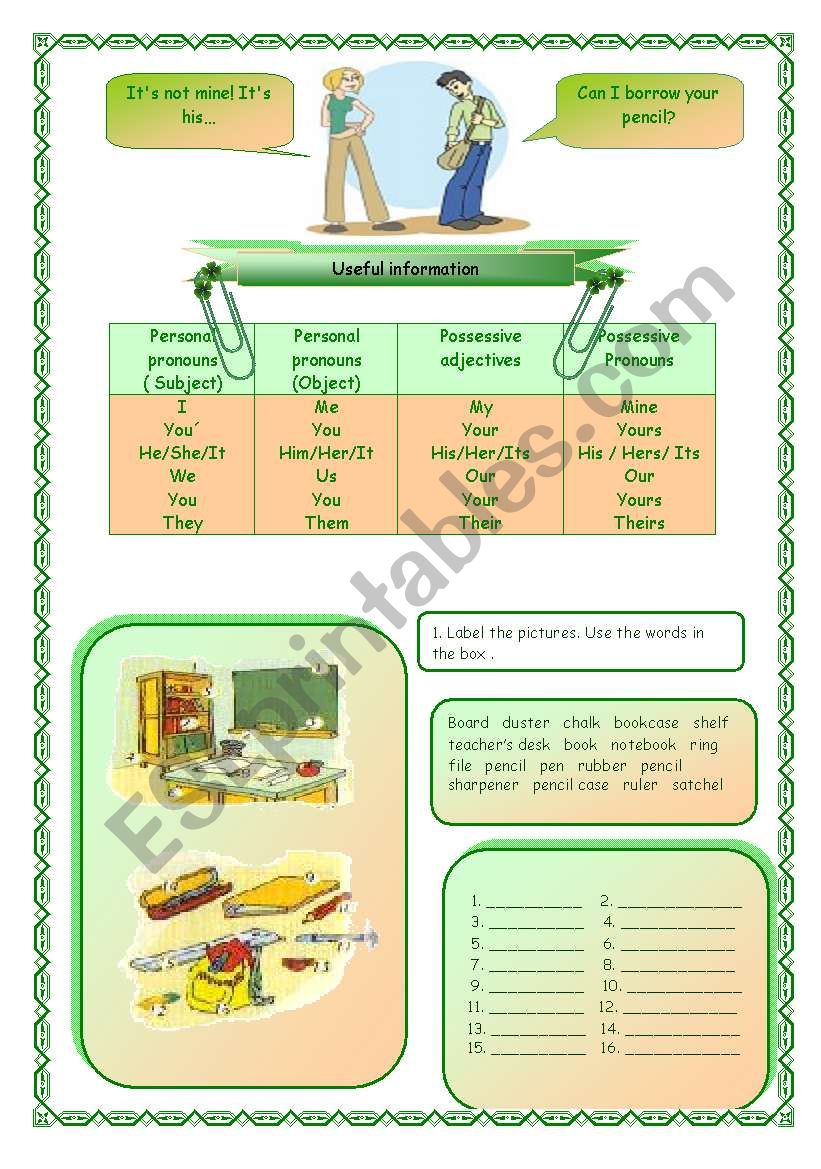 Can I borrow your pencil? worksheet